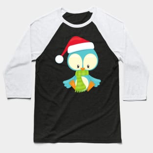 Christmas Bird, Bird With Hat, Bird With Scarf Baseball T-Shirt